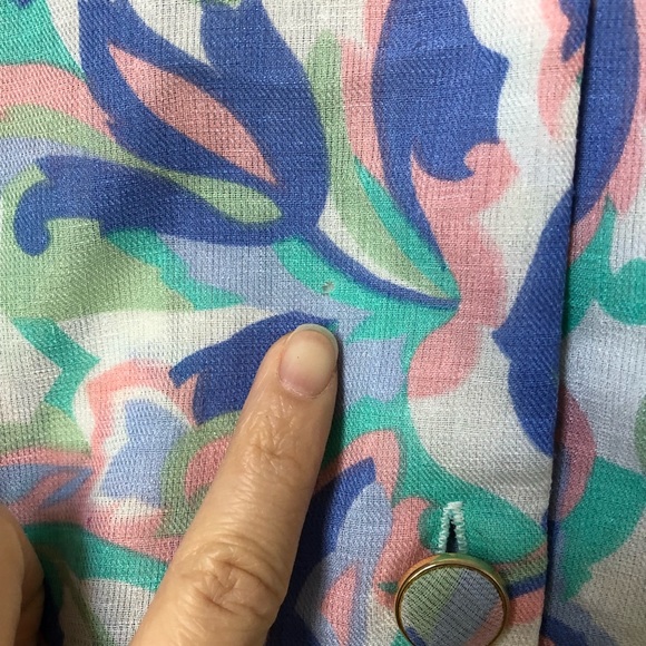 Vintage Vtg Pastel Floral Button Cropped Blouse Large L Easter - Picture 7 of 7